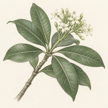 Pencil botanical study of Alstonia scholaris