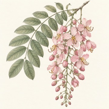 Pencil botanical study of Cassia javanica