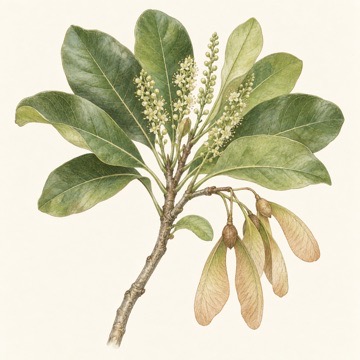 Pencil botanical study of Terminalia ivorensis