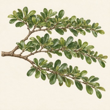 Pencil botanical study of Terminalia mantaly