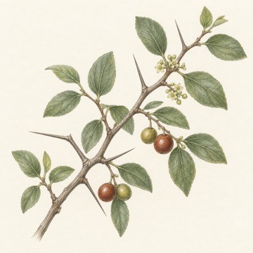 Pencil botanical study of Ziziphus spina-christi